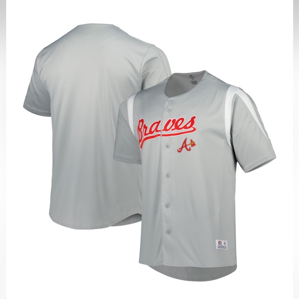 NWT Men’s Atlanta Braves Stitches Gray Chase Jersey 2XL